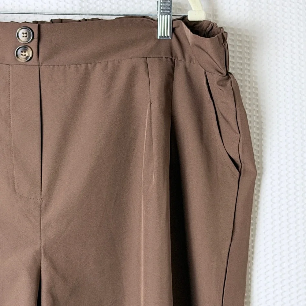 Unbranded Pleated Shorts Women's 3XL Dark Brown Academia‎ Elastic Back High Rise